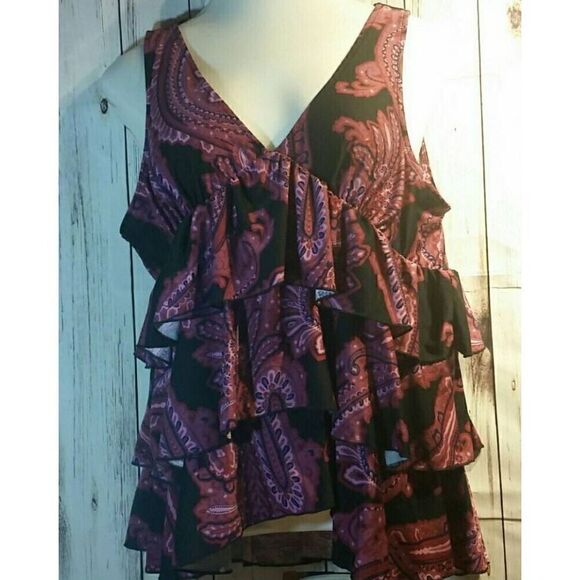 D.F.A New‎ York Shirt Junior Extra Large Sleeveless Ruffle VNECK Y2K - Picture 3 of 7